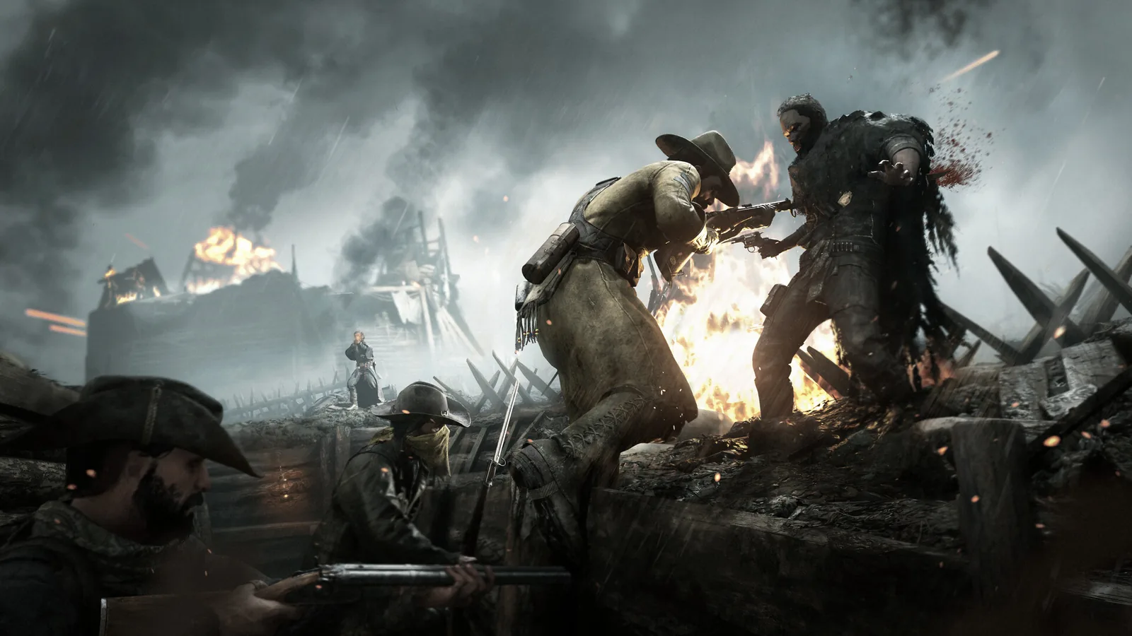 Hunt Showdown hunters grouping in a match lobby before a bounty hunt
