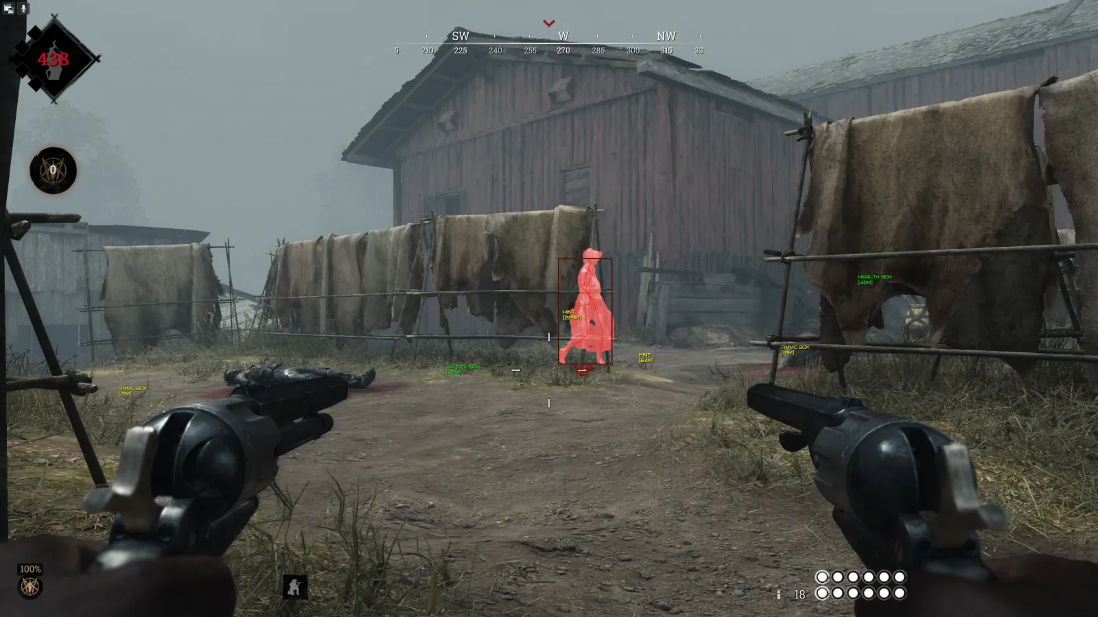 ESP overlay showing enemy distance